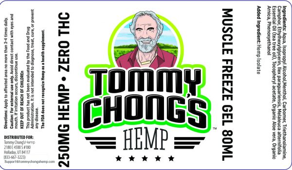 Tommy Chong's 250MG Full Spectrum Hemp Muscle Freeze Gel Label